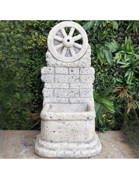Fontana Giardino Calcestruzzo Cemento Senza Rubinetto 44x37xH.94cm Mod. Ruota