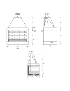 Camino Legna Prefabbricato Refrattario Focolare Aperto QR110 Riscaldamento 2
