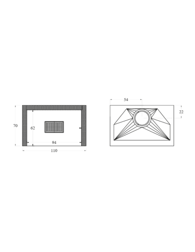 Camino Legna Prefabbricato Refrattario Focolare Aperto QR110 Riscaldamento