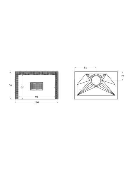 Camino Legna Prefabbricato Refrattario Focolare Aperto QR110 Riscaldamento