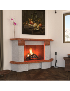 Camino Vienna Con Rivestimento Focolare Refrattario M100 Angolare Pietra Marmo 2