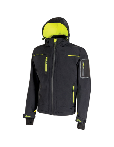 Giacca Lavoro Uomo Softshell Chiusura Zip Cappuccio Black Carbon Space 