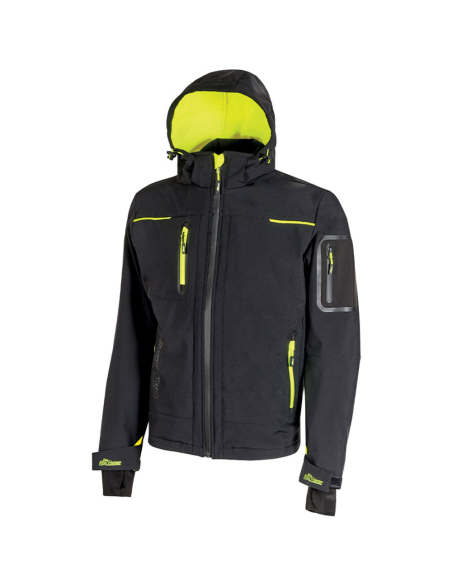 Giacca Lavoro Uomo Softshell Chiusura Zip Cappuccio Black Carbon Space 