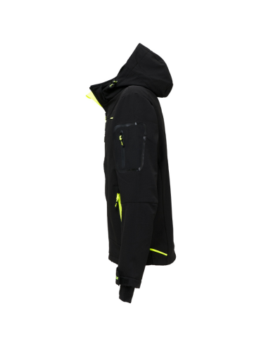 Giacca Lavoro Uomo Softshell Chiusura Zip Cappuccio Black Carbon Space 