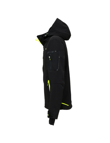 Giacca Lavoro Uomo Softshell Chiusura Zip Cappuccio Black Carbon Space 