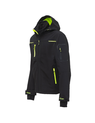 Giacca Lavoro Uomo Softshell Chiusura Zip Cappuccio Black Carbon Space 