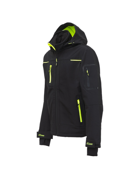 Giacca Lavoro Uomo Softshell Chiusura Zip Cappuccio Black Carbon Space 