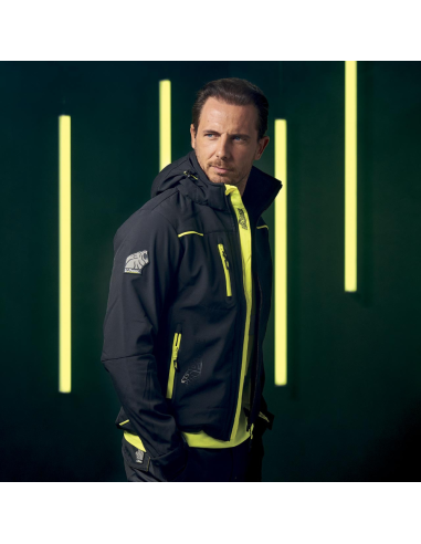 Giacca Lavoro Uomo Softshell Chiusura Zip Cappuccio Black Carbon Space 