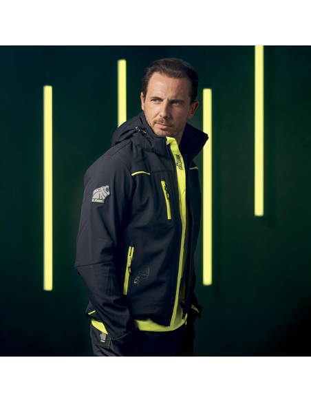Giacca Lavoro Uomo Softshell Chiusura Zip Cappuccio Black Carbon Space 