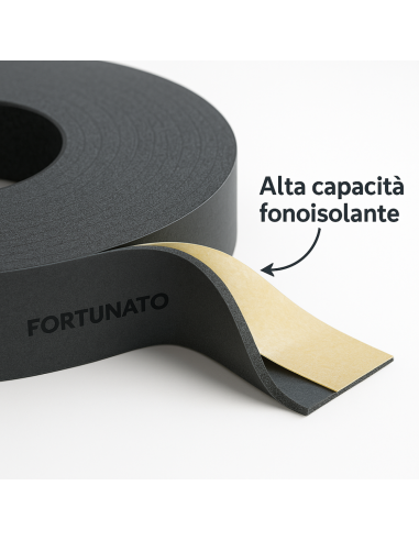 Nastro Monoadesivo Guarnizione Acustica Cartongesso 70 mm x 30 m Spessore 4 mm