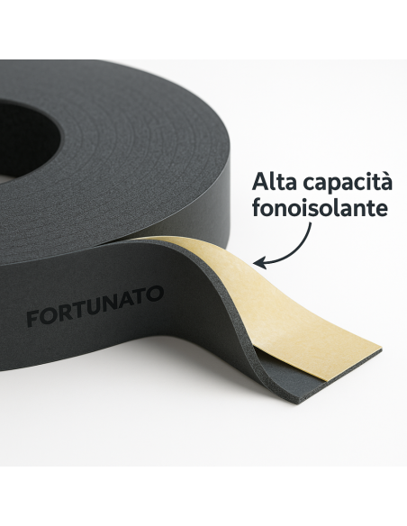 Nastro Monoadesivo Guarnizione Acustica Cartongesso 70 mm x 30 m Spessore 4 mm