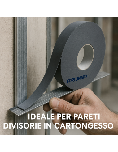 Nastro Monoadesivo Guarnizione Acustica Cartongesso 70 mm x 30 m Spessore 4 mm