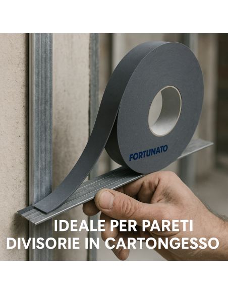 Nastro Monoadesivo Guarnizione Acustica Cartongesso 70 mm x 30 m Spessore 4 mm