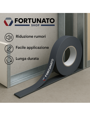 Nastro Monoadesivo Guarnizione Acustica Cartongesso 70 mm x 30 m Spessore 4 mm