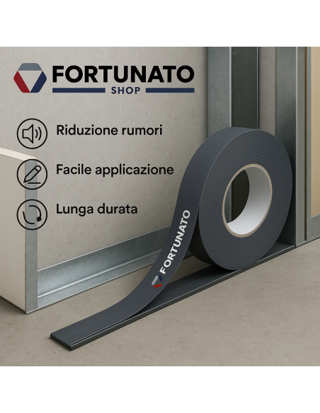 Nastro Monoadesivo Guarnizione Acustica Cartongesso 70 mm x 30 m Spessore 4 mm