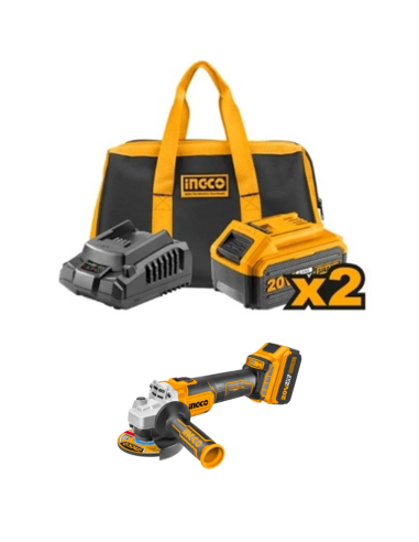 Smerigliatrice Angolare 115 mm 2 Batterie Al Litio 20V 10 Dischi Universali  