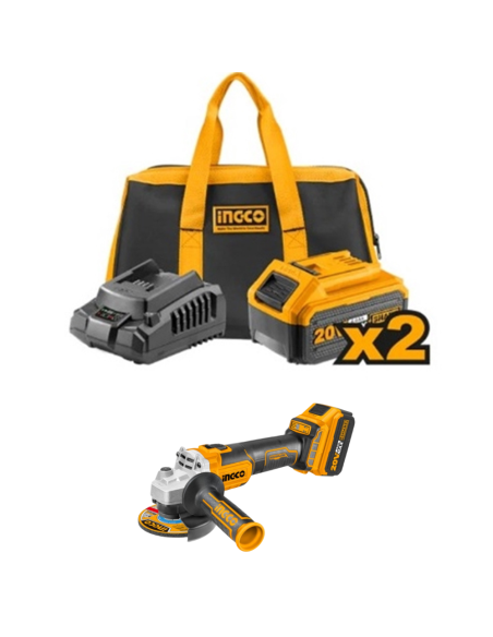 Smerigliatrice Angolare 115 mm 2 Batterie Al Litio 20V 10 Dischi Universali  