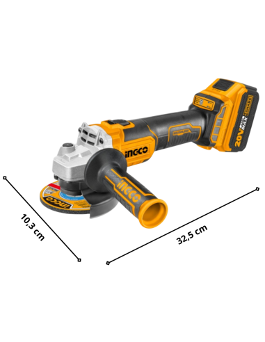 Smerigliatrice Angolare 115 mm 2 Batterie Al Litio 20V 10 Dischi Universali  