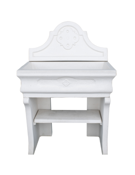 Pilozza Lavabo Bianca Serie Romantica Cemento Calcestruzzo 90 x 50 x h.28 cm 