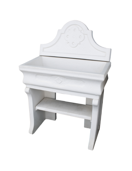 Pilozza Lavabo Bianca Serie Romantica Cemento Calcestruzzo 90 x 50 x h.28 cm 