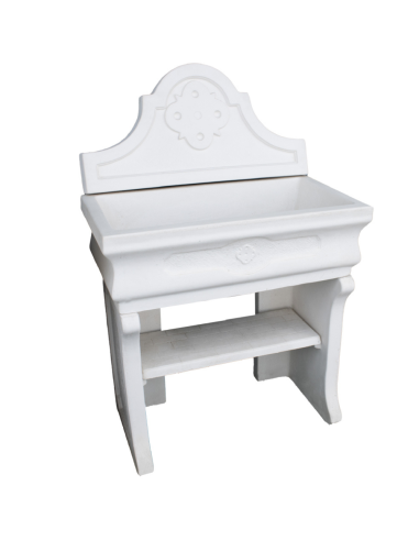 Pilozza Lavabo Bianca Serie Romantica Cemento Calcestruzzo 90 x 50 x h.28 cm 