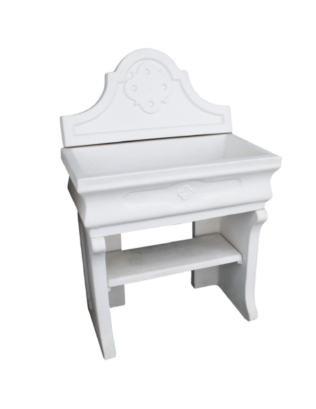 Pilozza Lavabo Bianca Serie Romantica Cemento Calcestruzzo 90 x 50 x h.28 cm 
