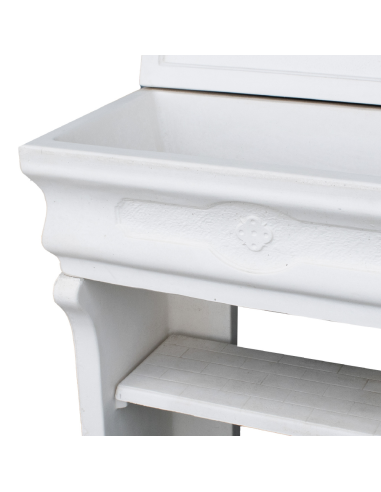 Pilozza Lavabo Bianca Serie Romantica Cemento Calcestruzzo 90 x 50 x h.28 cm 