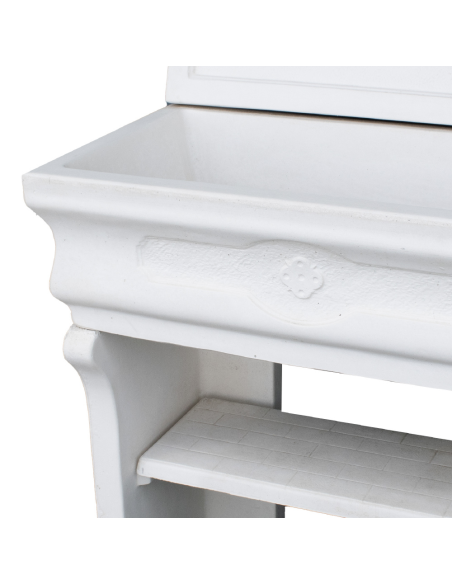 Pilozza Lavabo Bianca Serie Romantica Cemento Calcestruzzo 90 x 50 x h.28 cm 