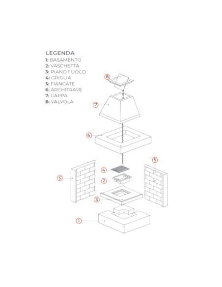 Camino a Legna Prefabbricato Refrattario Focolare Aperto DS55REF Reversibile 