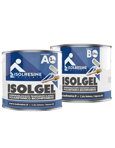Impermeabilizzante Trasparente Bicomponente Isolgel A 1 kg Isolgel B 0,5 kg  