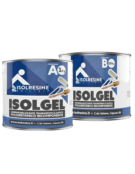 Impermeabilizzante Trasparente Bicomponente Isolgel A 1 kg Isolgel B 0,5 kg  