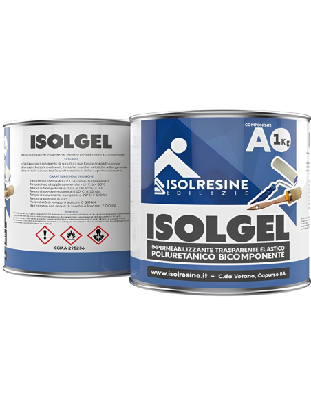 Impermeabilizzante Trasparente Bicomponente Isolgel A 1 kg Isolgel B 0,5 kg  