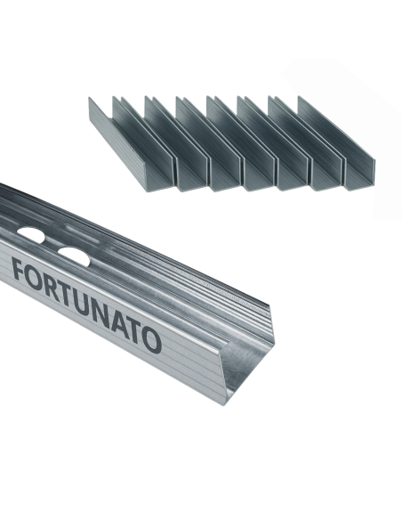 Montante C Standard 2 m Profilo Preforato Sp 0,6 mm Fissaggio Cartongesso 8 Pz