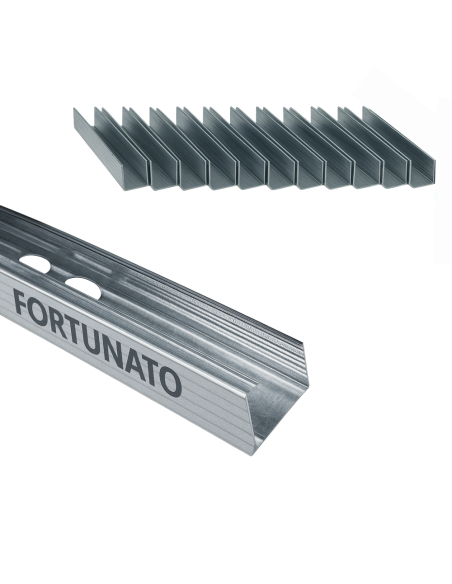 Montante C Standard 2 m Profilo Preforato Sp 0,6 mm Fissaggio Cartongesso 12 Pz