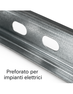 Montante C Standard 2 m Profilo Preforato Sp 0,6 mm Fissaggio Cartongesso 12 Pz 2