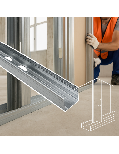 Montante C Standard 2 m Profilo Preforato Sp 0,6 mm Fissaggio Cartongesso 12 Pz