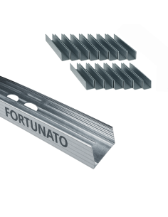 Montante C Standard 2 m Profilo Preforato Sp 0,6 mm Fissaggio Cartongesso 16 Pz