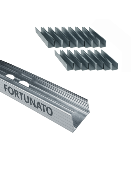 Montante C Standard 2 m Profilo Preforato Sp 0,6 mm Fissaggio Cartongesso 16 Pz