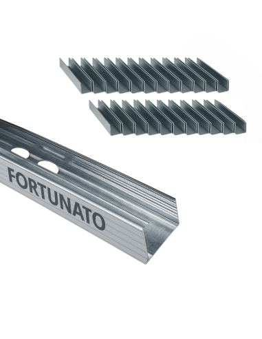 Montante C Standard 2 m Profilo Preforato Sp 0,6 mm Fissaggio Cartongesso 24 Pz