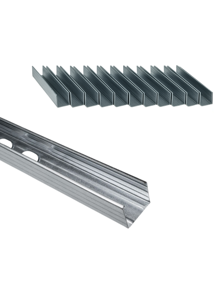 Montante C Standard 2 m Acciaio Zincato Sp 0,6 mm Fissaggio Cartongesso 12 Pz