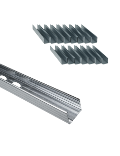 Montante C Standard 2 m Acciaio Zincato Sp 0,6 mm Fissaggio Cartongesso 16 Pz