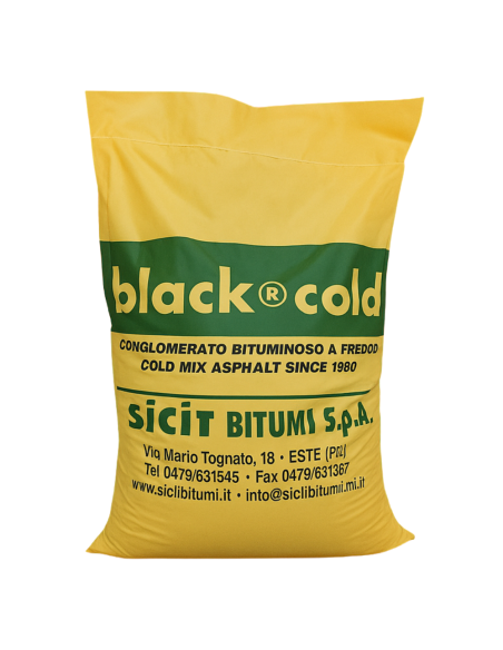 Asfalto A Freddo Ecologico Riciclabile Riparazione Rapido Black-Cold Sacco 25 kg