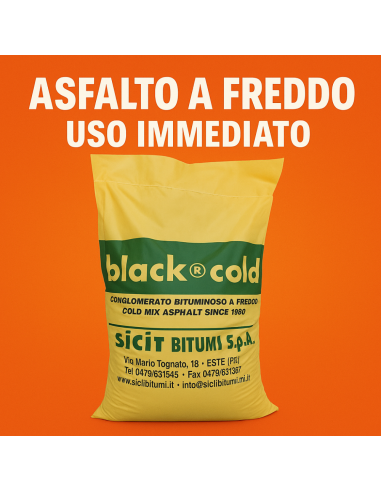 Asfalto A Freddo Ecologico Riciclabile Riparazione Rapido Black-Cold Sacco 25 kg