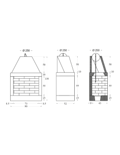 Camino a Legna Prefabbricato Focolare Aperto Refrattario QR90REF Parete Calore 2