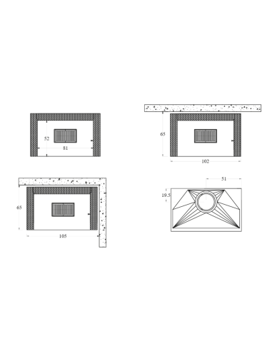 Camino a Legna Prefabbricato Focolare Aperto Refrattario QR100REF Parete Angolo