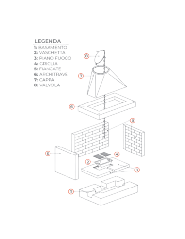 Camino a Legna Prefabbricato Focolare Aperto Refrattario QR100REF Parete Angolo