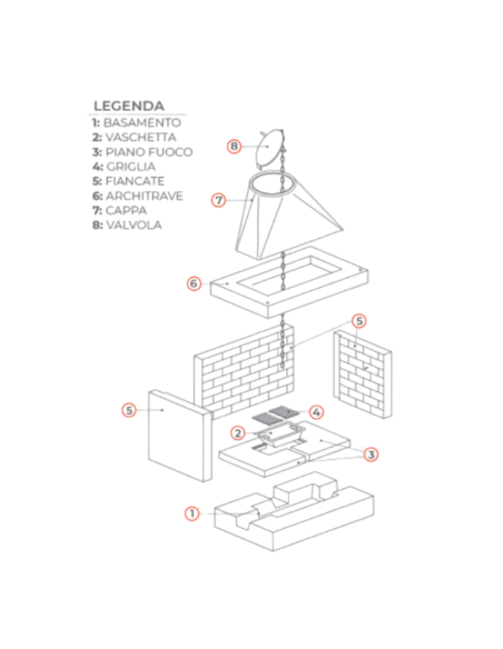 Camino a Legna Prefabbricato Focolare Refrattario Semiaperto A Sinistra QR100FSX
