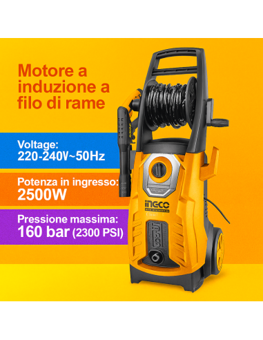 Idropulitrice Elettrica 2500W 160BAR Inclusi Accessori Pulizia Sporco 