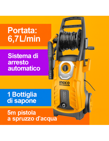 Idropulitrice Elettrica 2500W 160BAR Inclusi Accessori Pulizia Sporco 