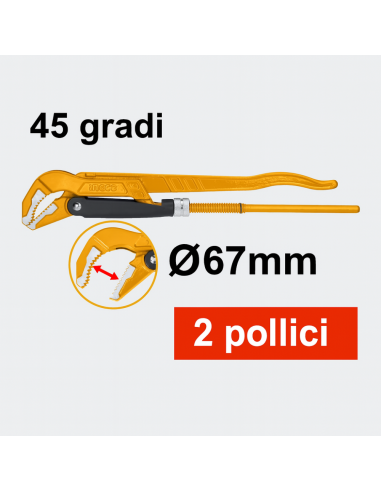 Chiave Giratubi 45° Diametro 67 mm Modello Svedese Professionale  